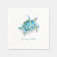 Plage Mariage serviettes Tortue de mer