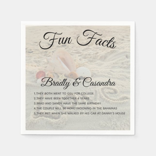 Serviette En Papier Plage moderne tropicale Mariage Fun Fact Naples (Devant)