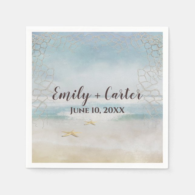 Serviette En Papier Plage Océan mariage Avec Starfish (Devant)