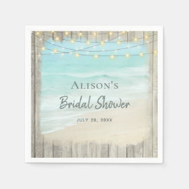 Serviette En Papier Plage Océan Rustic Wood Fête des mariées