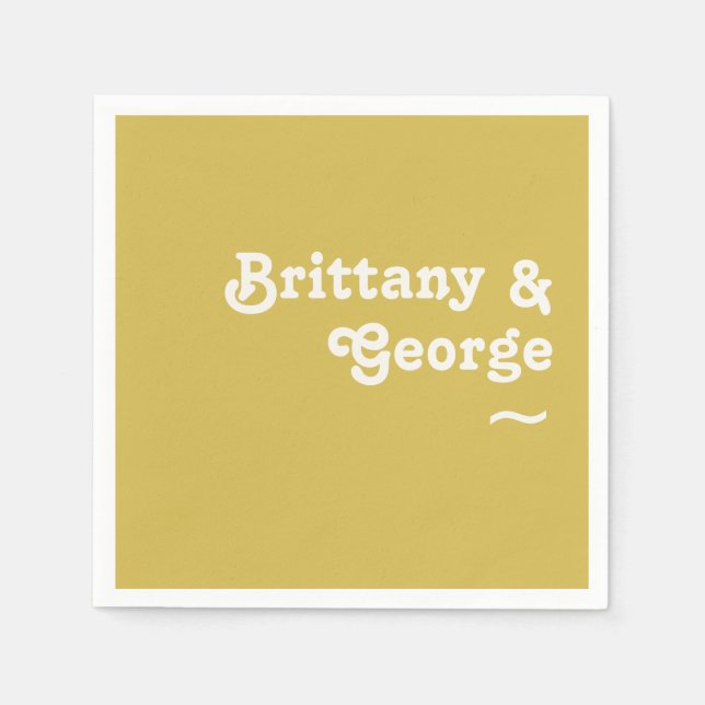 Serviette En Papier Plage Retro | Napkins Mariage or (Devant)