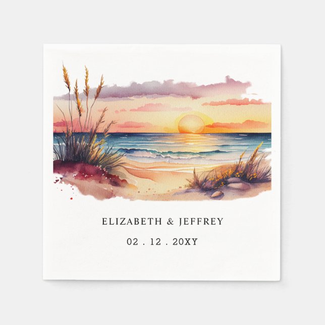 Serviette En Papier Plage Rustique Sunset (Devant)