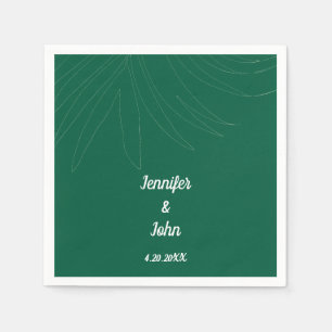 Serviette En Papier Plage Tropical Palm Leaf Chasseur de mariage Green