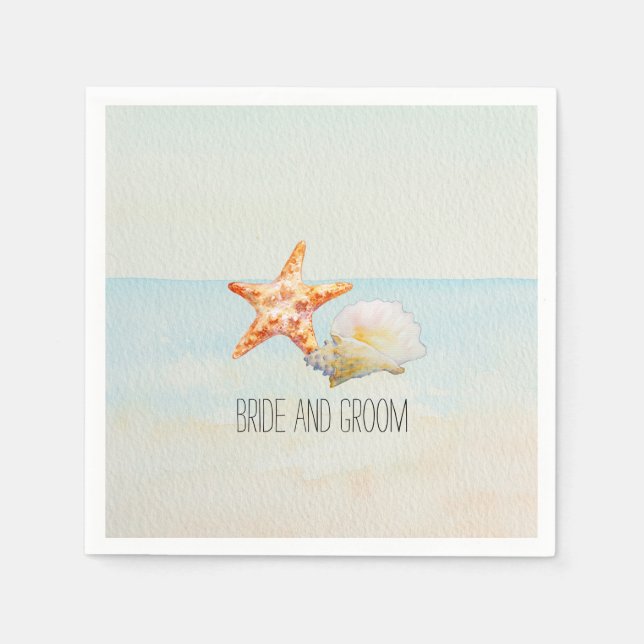 Serviette En Papier Plage tropicale avec Starfish et Conch (Devant)