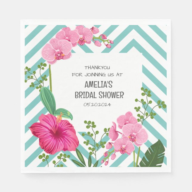 Serviette En Papier Plage tropicale Fête des mariées florale (Devant)