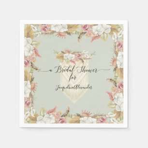 Serviette En Papier Plage tropicale Monnaie florale Monnaie vert rusti