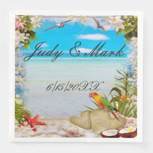 Serviette En Papier Plage tropicale Plage Floral Mariage Papier