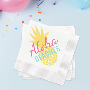 Serviette En Papier Plages d'Aloha Ananas Tropical Jaune