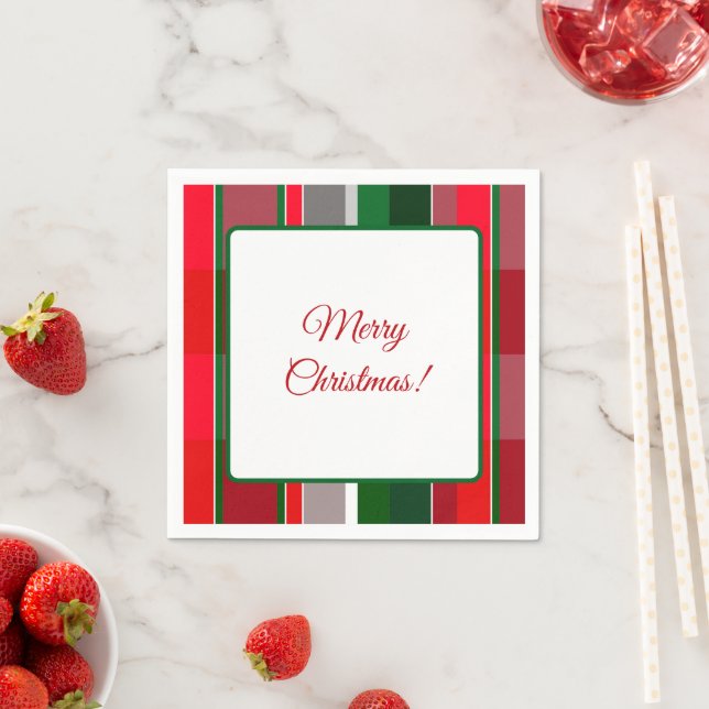 Serviette En Papier Plaid Christmas Napkins (En situation)