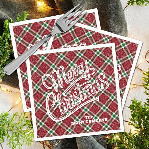 Serviette En Papier Plaid de Noël scintillant joyeux