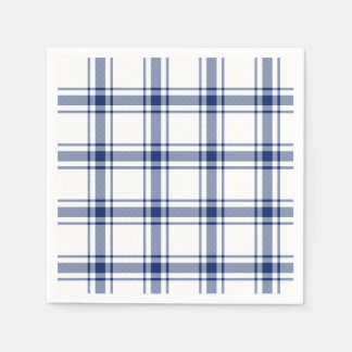 Serviette En Papier Plaid Nautique Bleu et Blanc