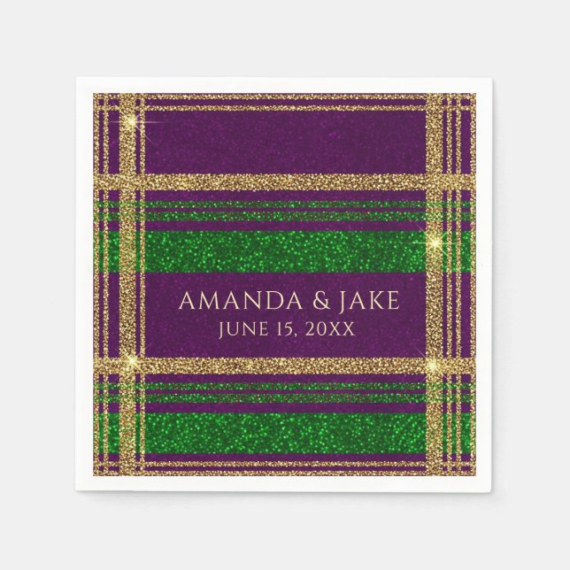 Serviette En Papier Plaid personnalisé de Mardi Gras (Devant)