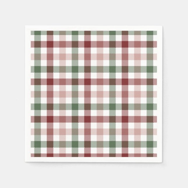 Serviette En Papier Plaid Pour Noël Mots Vacances Papier Napkin (Devant)