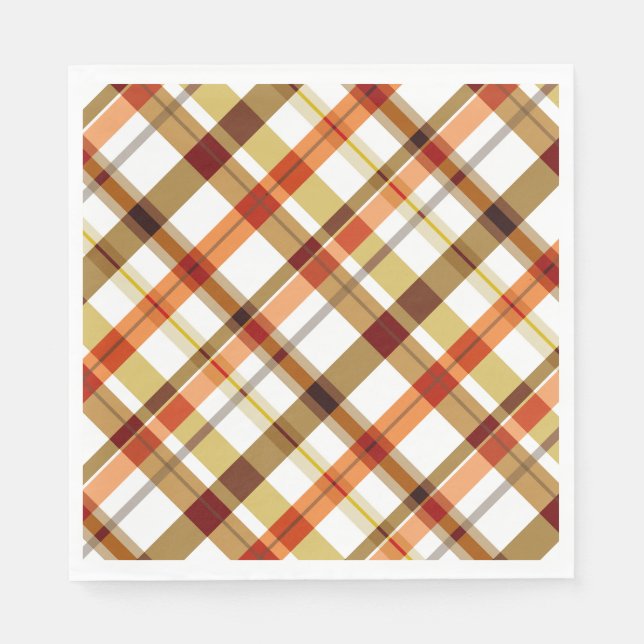 Serviette En Papier Plaid Rétro de Thanksgiving (Devant)