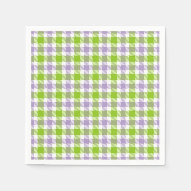 Serviette En Papier Plaid violet et vert (Devant)