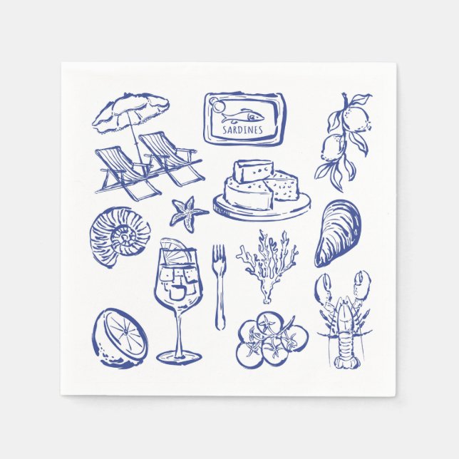 Serviette En Papier Plan de vie méditerranéen (Devant)