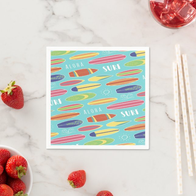 Serviette en papier Planche de surf bleue (En situation)
