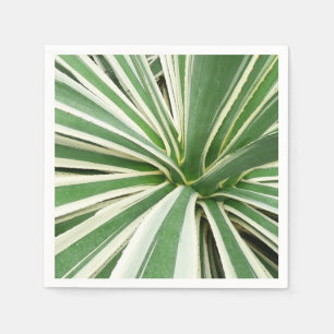 Serviette En Papier Plante Agave Vert et blanc rayé