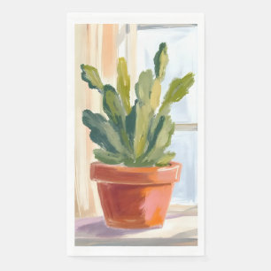 Serviette En Papier Plante de cactus Aquarelle botanique verte