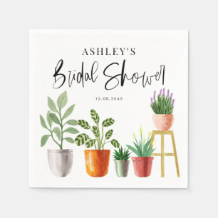 Serviette En Papier Plantes en pot aquarelle bohème pour une baby show