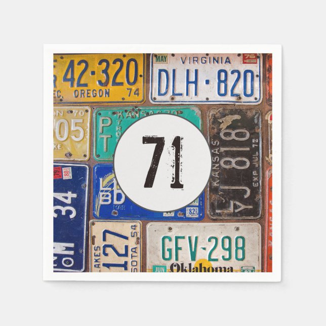 Serviette En Papier Plaque de licence rouillée 71e anniversaire (Devant)