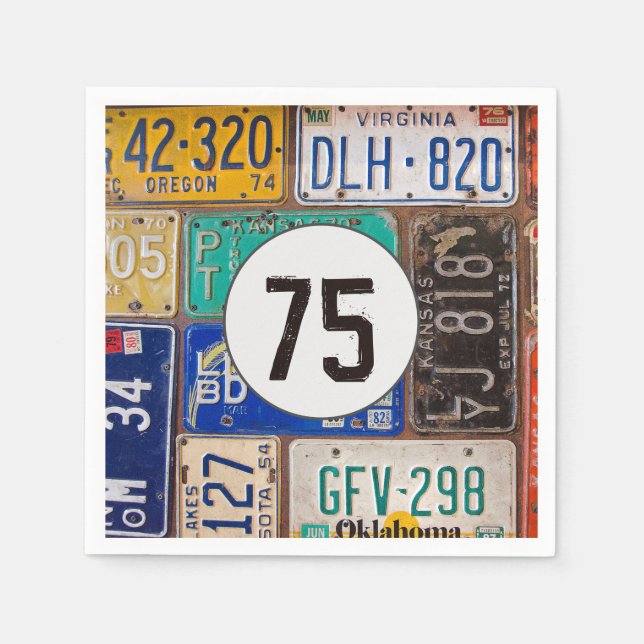 Serviette En Papier Plaque de licence rouillée 75e anniversaire (Devant)