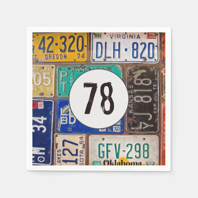 Serviette En Papier Plaque de licence rouillée 78e Anniversaire servie (Devant)