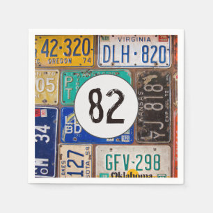 Serviette En Papier Plaque de licence rouillée 82e anniversaire servie