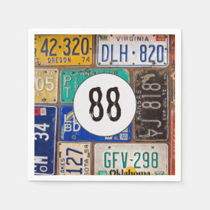 Serviette En Papier Plaque de licence rouillée 88e Anniversaire servie