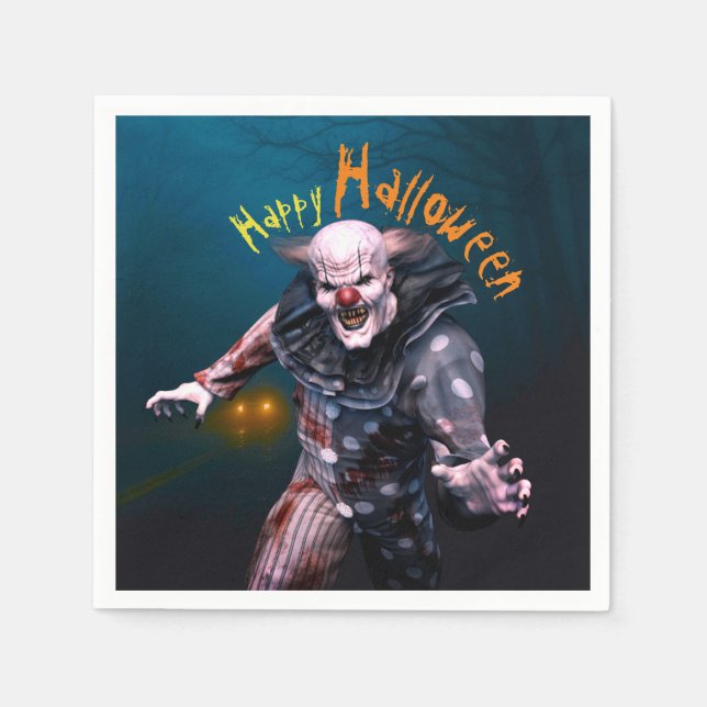 Serviette En Papier Plaque de papier clown déplaisant Halloween 3D (Devant)