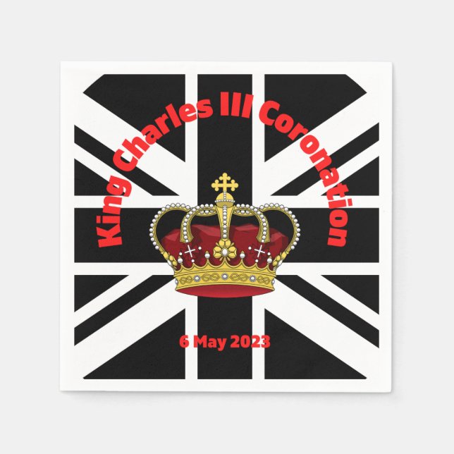 Serviette En Papier Plaque de papier de couronnement King Charles III (Devant)
