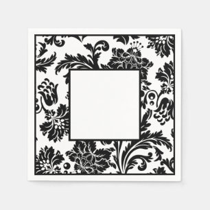 Serviette En Papier Plaque de papier mariage officielle noir et blanc 