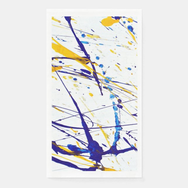 Serviette En Papier Plaque de peinture Abstraite en bleu et or (Devant)