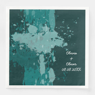 Serviette En Papier Plaque de peinture turquoise-verte