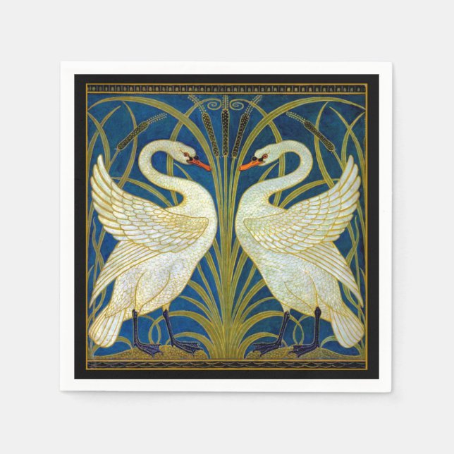 Serviette En Papier Plaque de souris Art Déco Swans (Devant)