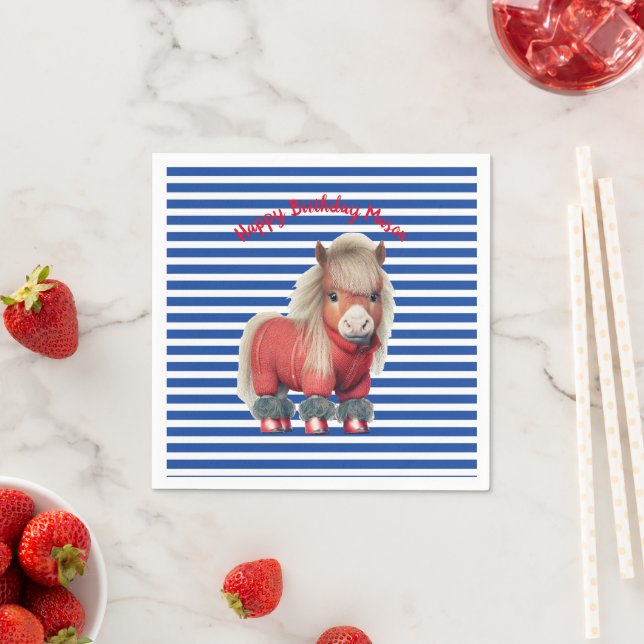 Serviette En Papier Plaque Papier Bande Bleue Rouge Pony (En situation)