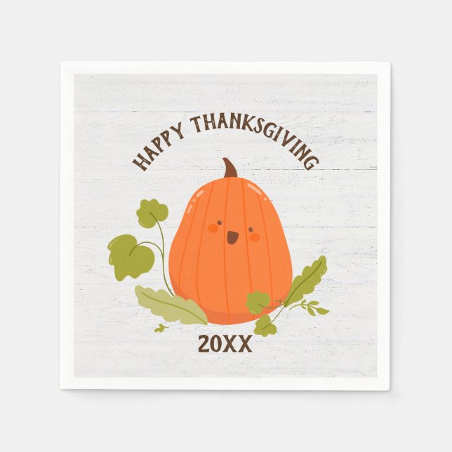 Serviette En Papier Plaque papier Citrouille bon thanksgiving (Devant)