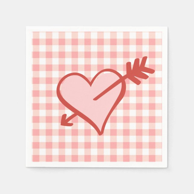 Serviette En Papier Plaque papier Valentine Coeur et Flèche (Devant)