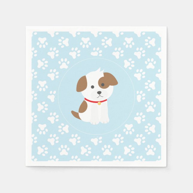 Serviette En Papier Plaques de fête d'anniversaire chiot empreintes de (Devant)