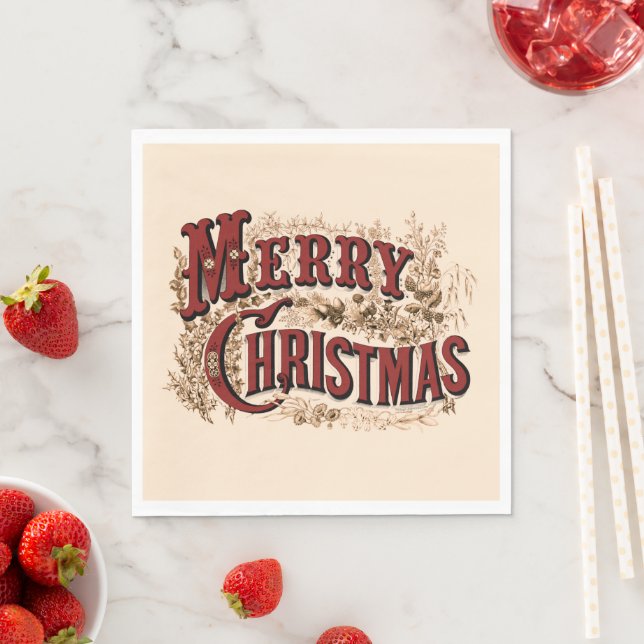 Serviette En Papier Plaques de papier de Noël rustique (En situation)