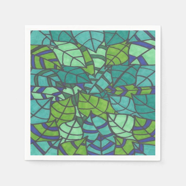 Serviette En Papier Plaques de papier Feuille tropicales vertes (Devant)