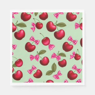 Serviette En Papier Plaques de pique-nique - Big Bold Cerries & Bows