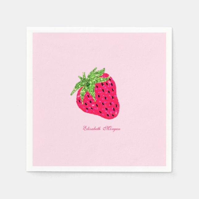 Serviette En Papier Plaques en papier cool Parties scintillant fraise (Devant)
