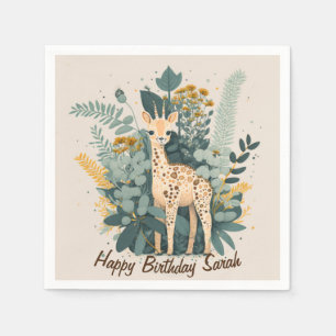 Serviette En Papier Plaques en papier de girafe à fleurs mignonnes