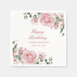 Serviette En Papier Plate de fête d'anniversaire rose Rose