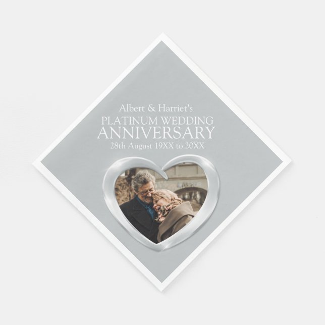 Serviette En Papier Platinum 70e anniversaire de coeur photo serviette (Coin)