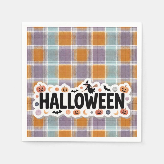 Serviette En Papier Playful Halloween Plaid (Devant)