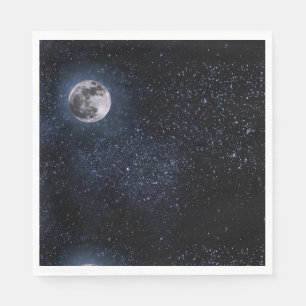 Serviette En Papier Pleine Lune Ciel Nocturne Étoiles Espace