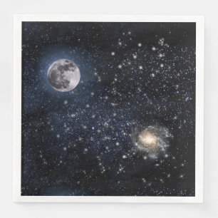Serviette En Papier Pleine Lune Ciel Nocturne Étoiles Espace Extra-Atm