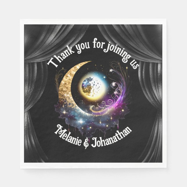 Serviette En Papier Pleine lune étoile ciel de ciel céleste drapeaux (Devant)